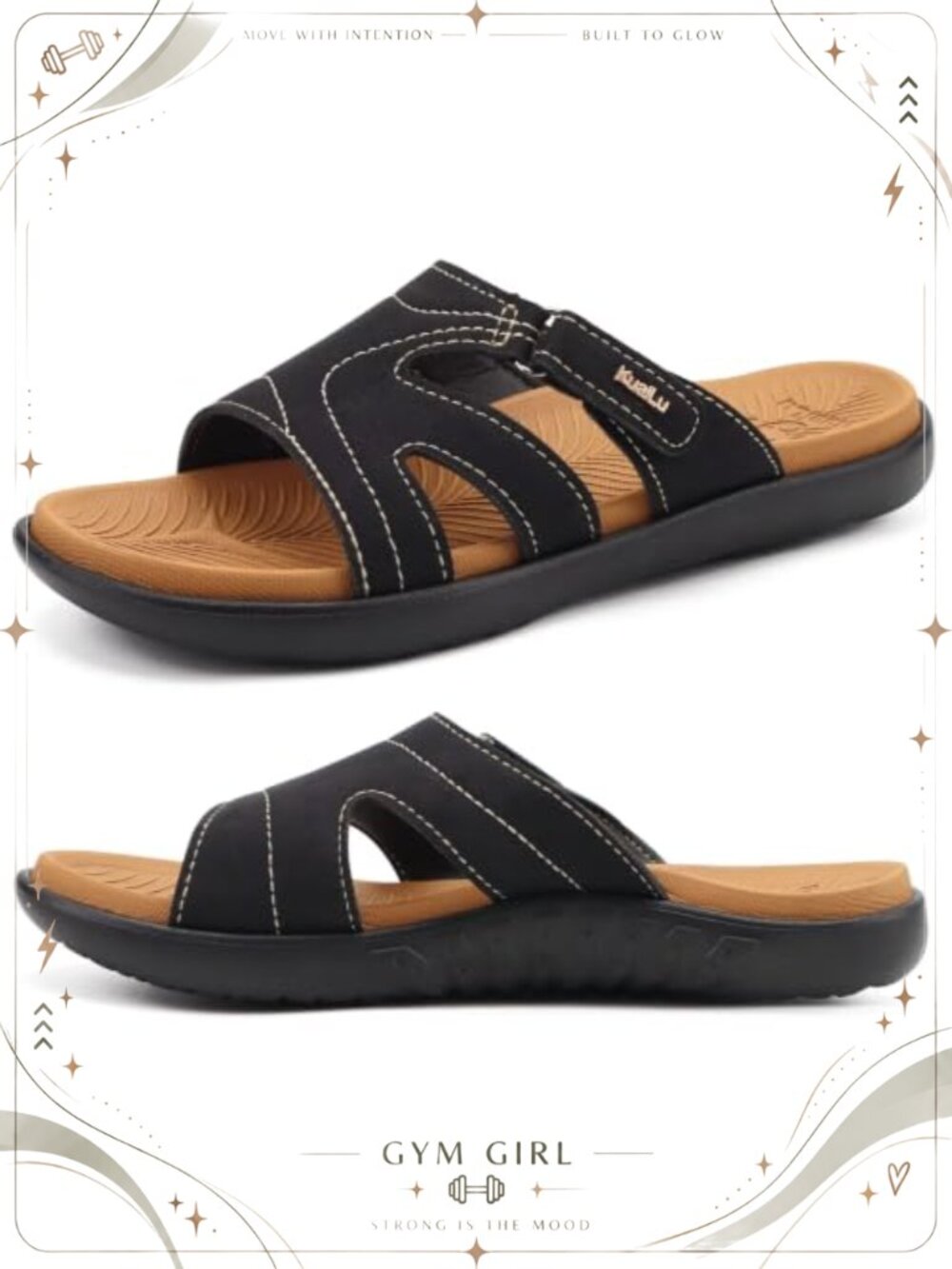 Faux Leather Orthotic Slides Arch Support Slip On Walking Sandals